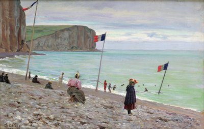 Strandszene in Fecamp, Nordfrankreich von Francois Auguste Didier Clovis
